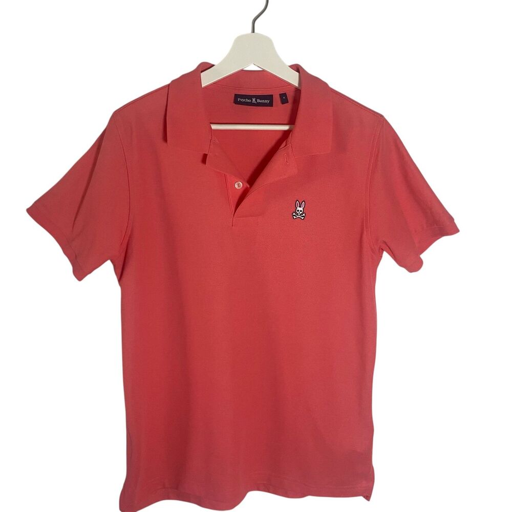 Psycho Bunny Pique Polo Shirt Men's Size 4 (Small) Orange Minimalist